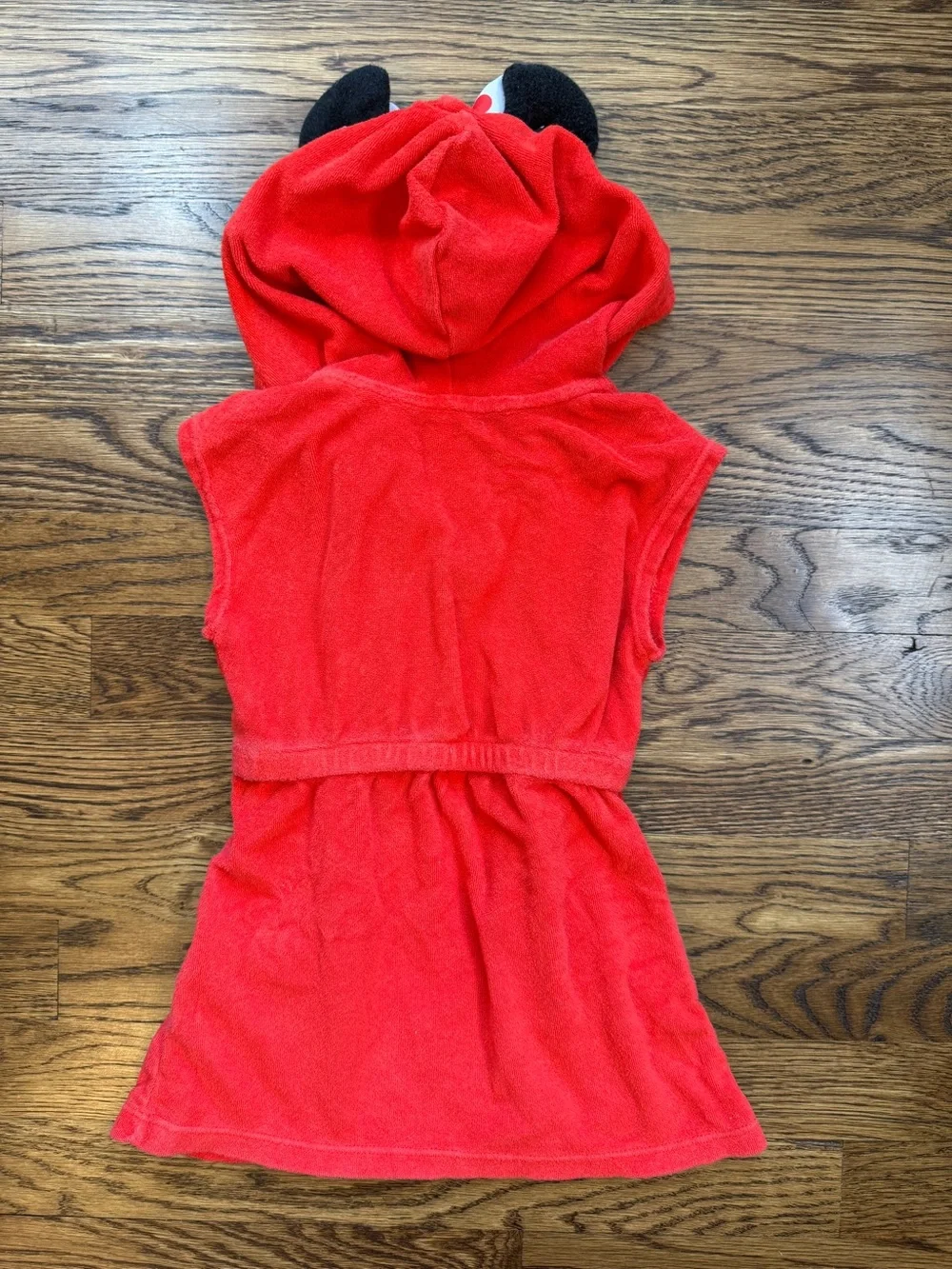 Disney Junior Girls Minnie Mouse Red Hooded Terry Swim Cover w/ Polka Dot Bow 2T